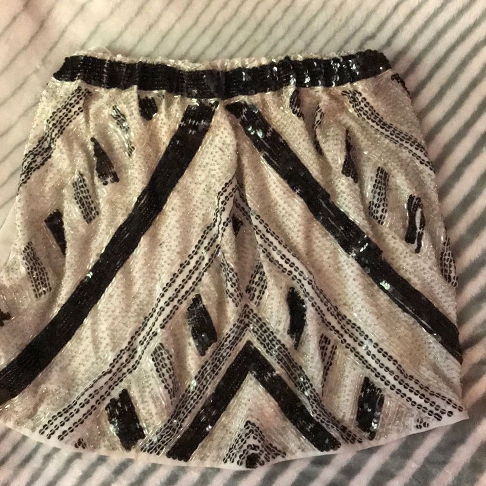 Black and white sequin hazel mini skirt